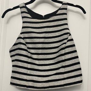 Express Striped High Neck Tweed Cropped Tank Top